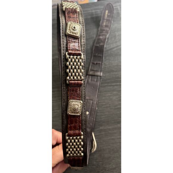 VTG Captiva Brown Leather Belt With Silver Tone Accents Size Large Y2K - Picture 2 of 7